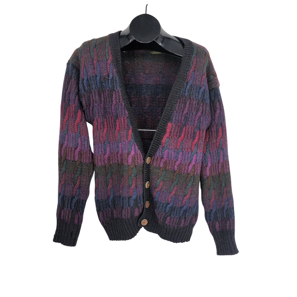 Vtg Boston Traders Cable Knit Cardigan Chunky Grandpa Cobain Heritage 90s XLarge